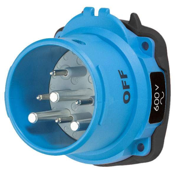 63-68142-974 - DSN60 INLET POLY BLUE SIZE 3 TYPE 4X IP 69 2P+G 60A 600 VAC 60 Hz +4 AUX
